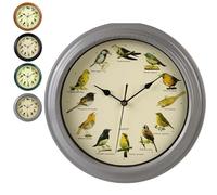 Birdsong Wall Clock, Bird Clock that Sings on Hour, 12 Native Bird Species Cuckoo Clocks, Garden Home Kitchen Decorative Gifts (Gray, 25.4x25.4x4cm(10x10x1.57inch))