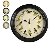 Birdsong Wall Clock, Bird Clock that Sings on Hour, 12 Native Bird Species Cuckoo Clocks, Garden Home Kitchen Decorative Gifts (Black, 25.4x25.4x4cm(10x10x1.57inch))