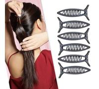 BIRDWARE Medium-Size hair clips clutches for women, girl Multi Color Acrylic Material Stone Butterfly Clip for Women (Pack of 6(Bnn)-Black)