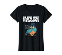 Birdwatcher Funny The Birds aren't Going to Watch Themselves Value Graphic T-Shirt, Women, Black, S
