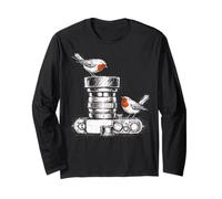 Birdwatcher Photographer Bird Camera Lens Sketch Nature Long Sleeve T-Shirt