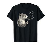 Birdwatching Squirrel Blowing Dandelion Wish Bird Lover Gift T-Shirt