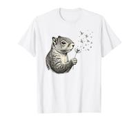 Birdwatching Squirrel Blowing Dandelion Wish Bird Lover Gift T-Shirt