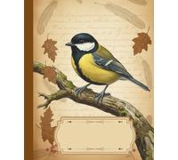 Birdy Chic - Vintage style composition notebook with great tit on the cover - aesthetic for ornithology & nature lovers - Ideal for School, College or ... • Glossy cover with stylish bird design