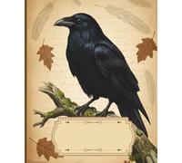 Birdy Chic - Vintage style composition notebook with raven on the cover: Wide-ruled journal • 150 pages • 7.5’’ x 9.25’’ • Glossy cover with stylish bird design