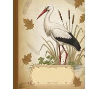 Birdy Chic - Vintage style composition notebook with stork on the cover - aesthetic for ornithology & nature lovers - Ideal for School, College or ... • Glossy cover with stylish bird design