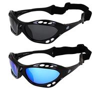 Birdz 2 Pair Seahawk Polarized Sunglasses Floating Jet Ski Goggles Sport Kite-Boarding, Surfing, Kayaking,1 Black with Blue Lenses and 1 Black with Smoke Lenses