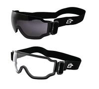 Birdz Eyewear Arch Safety Sky Diving Motorcycle Goggles for Men & Women ANSI Z78.1+ 2 Pairs Clear and Smoke Lenses