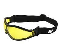Birdz Eyewear Boogie Foam Padded Motorcycle Ski Skydiving Z87.1 Safety Goggles Black Frame with Blue Mirror Lenses Anti-Fog (Yellow)