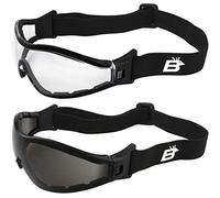 Birdz Eyewear Boogie Motorcycle & Skydiving Goggles Z87+ Safety Eye Protection 2 Pairs Padded Black Frame