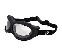 Birdz Eyewear Buzzard Padded Motorcycle Riding Goggle Fits Over Glasses Black Frame with Clear Lens
