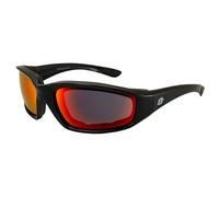 Birdz Eyewear Oriole Padded Motorcycle Riding Sunglasses Gloss Black Frame with Red G-Tech Reflective Lenses