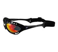 Birdz Eyewear Seahawk Padded Floating Polarized Sunglasses w/Built in Strap Black Frame and Polarized ReflecTech Red Mirror Lens, Black, Adult