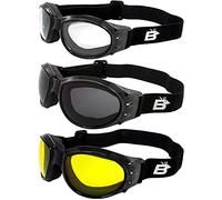 Birdz Eyewear Three (3) Pairs Birdz Eagle Padded Motorcycle Goggles Airsoft Googles Comes with Clear, Smoke, and Yellow Day and Night riding comfort You Should Have Googles For Any Weather Condition