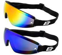 Birdz Eyewear Wing Skydiving Parasailing Goggles 2 Pairs with One Piece ReflecTech Red Mirror Lens & Blue Mirror Lens