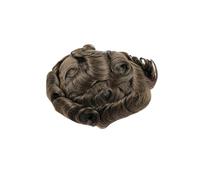 birene hair replacement system for men 15MM Curly Breathable Replacement Capillary Men Toupee Swiss Lace with PU Back Syntems Prosthesis Hairpiece Black men's toupee(4#)