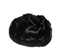 birene hair replacement system for men 15MM Curly Breathable Replacement Capillary Men Toupee Swiss Lace with PU Back Syntems Prosthesis Hairpiece Black men's toupee(1#)