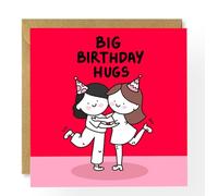 Birhtday Hugs Card, For Her, Female Hugging Birthday Card, For Daughter, Sister, mum, Niece,Aunt, Twin Siter, Best Friend