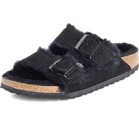 Arizona Shearling Suede Leather Unisex Slide Sandals - Black / UK 7.5 / Narrow