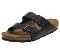 BIRKENSTOCK Arizona Big Buckle Women's Lambskin Nubuck Leather Sandal, Black/White, 42 EU Estrecho