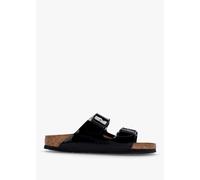 BIRKENSTOCK Arizona Birko-Flor Black Patent Two Bar Mules Size: 41, Co