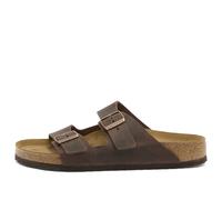 Birkenstock Arizona Dark brown Womens Slide Sandals 5253127 in a Plain Natural Leather Oiled in Size 42