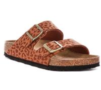 Birkenstock Arizona BS Men's Synthetics 2-Strap Leopard Print Anatomic Cork Arch Support Sandals Brown