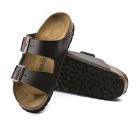 BIRKENSTOCK ARIZONA DARK BROWN LEATHER SLIPPERS DOUBLE BUCKLE