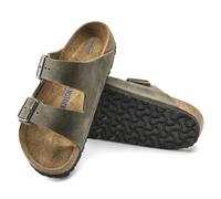 BIRKENSTOCK ARIZONA FLIP FLOPS SOFT FOOTBED OILED LEATHER FADED KHAKI