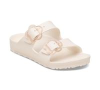 Birkenstock Arizona Flower EVA Kids Sandals - Waterproof Girls Mules with Flower Buckles - Eggshell Beige - Narrow Fit - Wide Narrow - Model 1027151