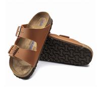 BIRKENSTOCK ARIZONA GINGER BROWN MEDIUM/NARROW WIDTH SLIDE SANDALS SOFT FOOTBED