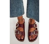 Birkenstock Arizona Hammered Big Buckle Sandals at Free People in Zinfandel Leather, Size: EU 39 - female
