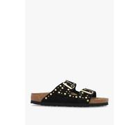 BIRKENSTOCK Arizona Rivet Border Black Suede Two Bar Mules Size: 36, C