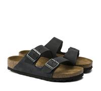 BIRKENSTOCK ARIZONA SFB BLACK MEDIUM/NARROW WIDTH SLIDE SANDALS SOFT FOOTBED OIL