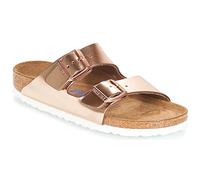 Birkenstock Arizona Soft Footbed Rose Gold Womens Slide Sandals 95209360 in a Plain Natural Leather in Size 37
