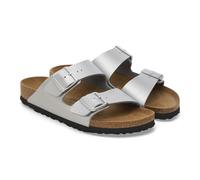 Women's Birkenstock Arizona Birko Flor Womens Silver Sandals - Size: 7