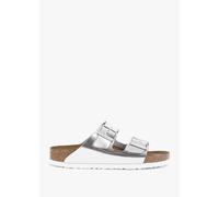 BIRKENSTOCK Arizona Soft Foot-Bed Silver Two Bar Mules Size: 36, Colou