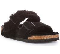 Birkenstock Arizona Split Teddy Rive Logo Suede Unisex Sandal Black UK 4- 8