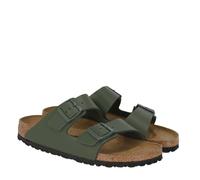 BIRKENSTOCK ARIZONA THYME MEDIUM/NARROW WIDTH NATURAL LEATHER SLIDE SANDALS G