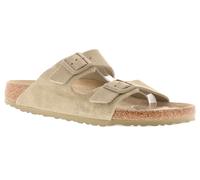 Birkenstock Arizona Womens Khaki Suede Buckled Flat Sandals, Size: 7