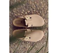 Birkenstock Boston Big Buckle Leather Clog, Beige, Size 4, Women Beige