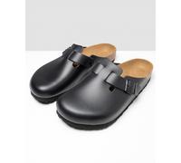 Birkenstock Boston Natural Leather Unisex Clogs - Black - Size UK 11.5