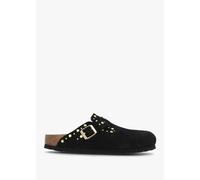 BIRKENSTOCK Boston Rivet Border Black Suede Leather Clogs Size: 41, Co