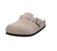 Birkenstock Boston Shearling Suede Leather/Fur Taupe Beige