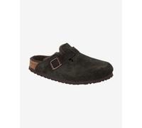 Birkenstock Boston Fur Shearling Brown Suede Womens slipper mules 102052923 in a Plain Suede Leather in Size 36