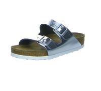 BIRKENSTOCK Classic Women's Arizona Leather Softfootbed Mules, Silver (Metallic Silver), 40 EU, Metallic Silver, 7 UK