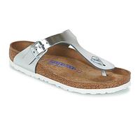 Birkenstock Gizeh Natural Leather Soft Footbed Sandals - Metallic Silver EUR 36