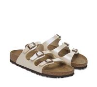 BIRKENSTOCK FLORIDA GRACEFUL PEARL WHITE MEDIUM/NARROW WIDTH SLIDE SANDALS