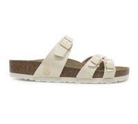 Birkenstock Franca Rivet Logo Textile Unisex Comfort Sandals - Vegan Canvas Eggshell - Size:UK 5.5