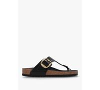 BIRKENSTOCK Gizeh Big Buckle High-Shine Black Leather Toe Post Sandals